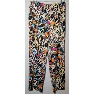 Chicos Womens Silky Bright Animal Print Pants Size‎ 1R Cruise Resort Wear 0101